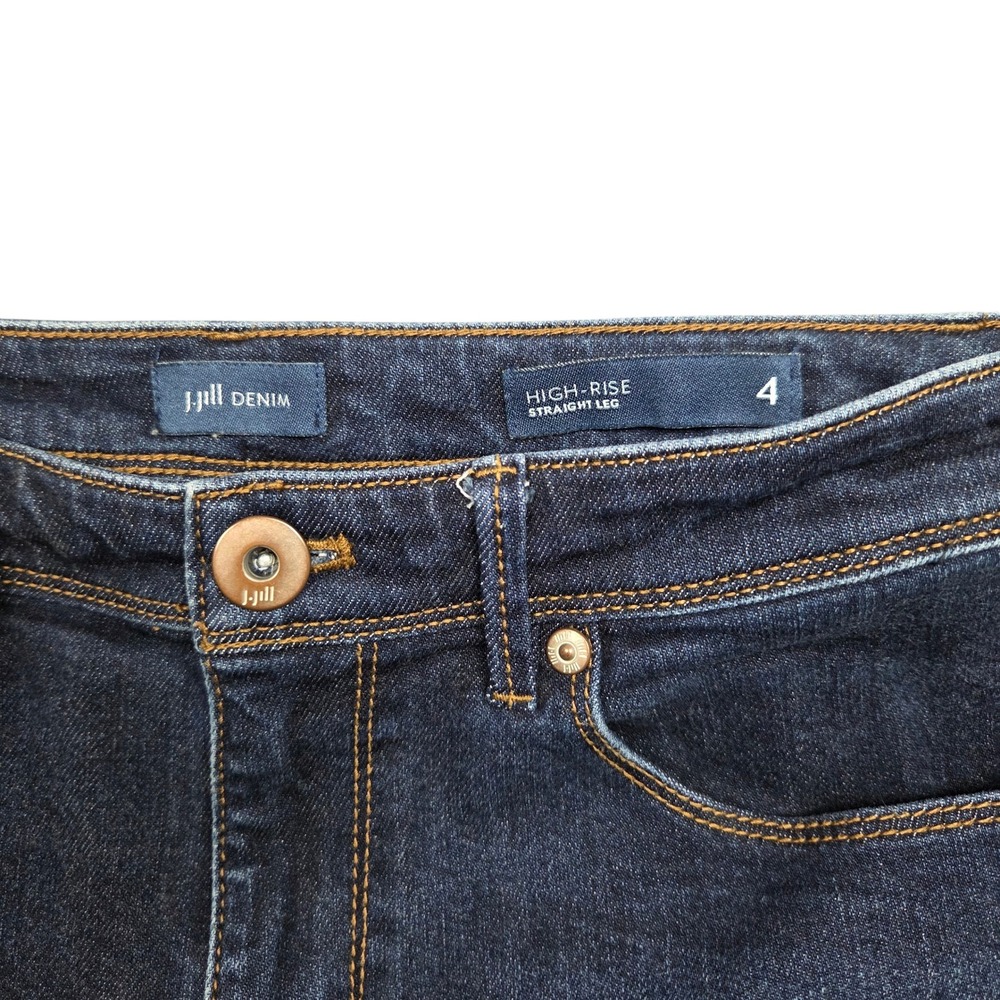 J Jill High Rise Straight Leg Jeans Womens 4 Mid Rise Denim Dark Wash - Picture 7 of 9